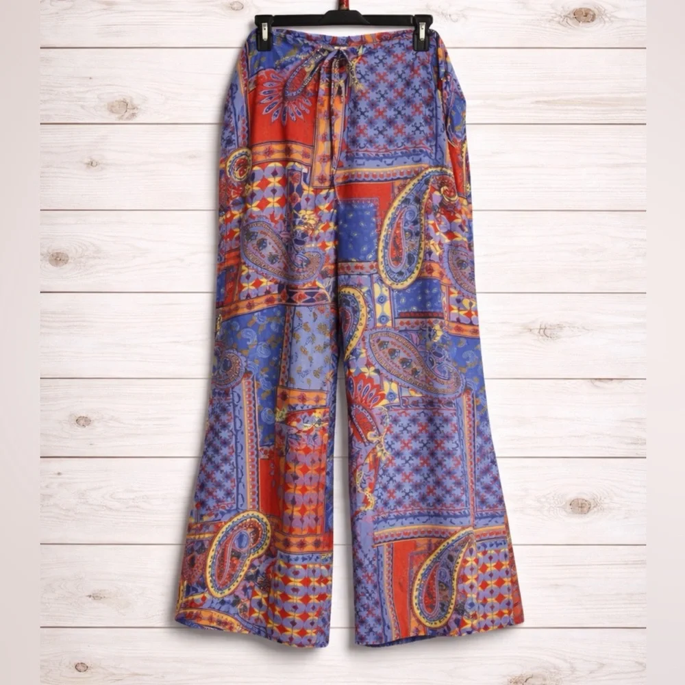 Raj Eva Paisley Mosaic Print Duster OS & Drawstring Pant Set; Size Large~NWT - Picture 8 of 16